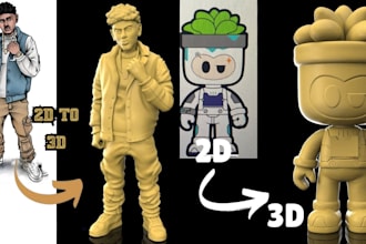 convert 2d image to 3d model stl file 3d character figurine logo for 3d printing