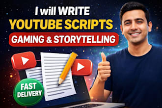 write engaging youtube script for gaming and storytelling