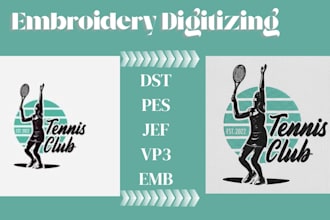 do embroidery digitizing and convert image to dst pes jef file fast