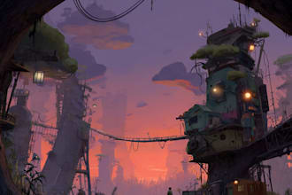 create 2d environment concept art, design, illustration