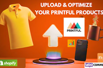 do printful product listing to shopify or etsy with SEO optimization