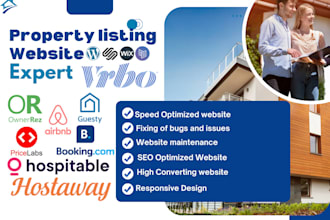 design a property management booking  shortrental website for hotel real estate