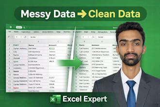 ms excel data cleaning and formatting, splitting, sorting