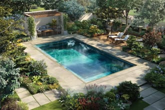 create backyard landscape design rendering