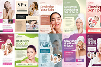 design beauty flyer, salon flyer, spa flyer for beauty salon and skincare