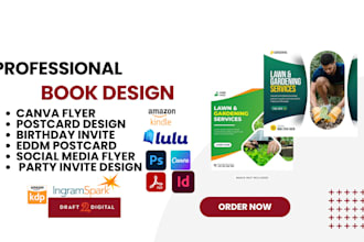 design canva flyers, postcard, birthday invitations, eddm, business promo cards