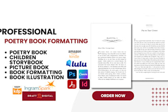 design poetry book formatting poem children storybook cover layout novel journal