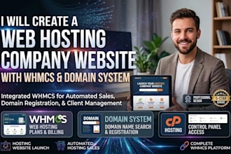 create wordpress web hosting company website with whmcs and domain system