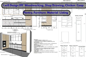 diy woodworking, shop drawing, chicken coop, pantry, furniture material listing