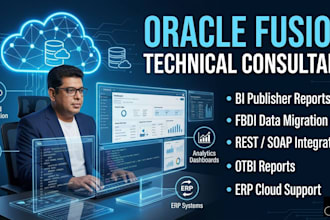 provide oracle cloud fusion support, bip reports, integrations and fbdi
