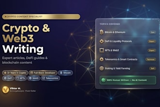 write expert blockchain and crypto industry articles