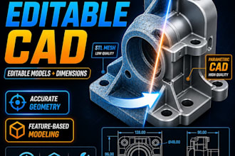 convert stl to solidworks step or editable 3d cad model