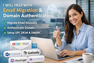 email migration domian authenthication on zoho mail, outlook godaddy hostinger