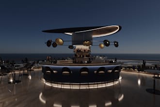 create rooftop bar, rooftop restaurant and rooftop lounge 3d design
