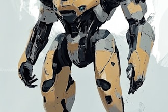 illustrate high quality futuristic mecha designs