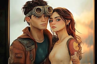 design a cute couple portrait professional couple designer