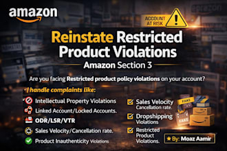 reinstate restricted product violations, amazon section 3