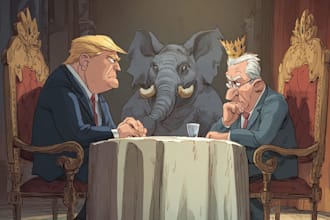 design editorial style political cartoon art