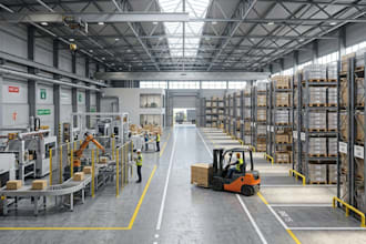 design 3d modelling warehouse, factory, industrial space