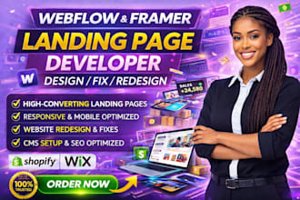 build fix redesign webflow framer landing page template website design developer