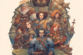 make a dnd party game art amazing awesome quality