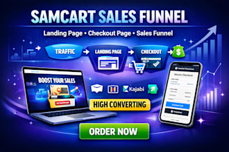 design high converting samcart sales funnel, landing page and checkout page