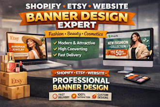 design shopify banner etsy banner hero image homepage and website banner design