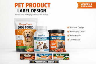 design eye catching pet product label modern pet food packaging dog food label
