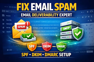 fix email deliverability, smtp setup, spf dkim dmarc and inbox placement