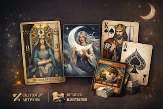 design unique tarot cards oracle cards playing cards and card game illustration