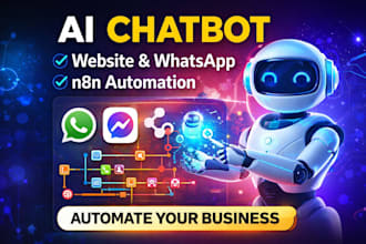 ai chatbot for website, whatsapp chatbot, n8n ai automation, chatbot development