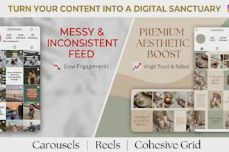 design aesthetic and mindful instagram carousels and reels for wellness coaches
