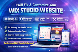fix wix studio calender scheduling membership landing page website customization