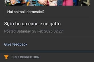 correct your italian text and pronunciation
