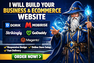 create dorik mobirise strinkingly godaddy magento ecommerce business website
