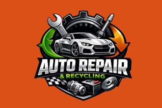make creative automotive, auto car, repair and auto recycling logo