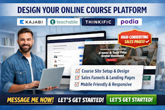 do online course website on thinkific website kajabi teachable podia sales page