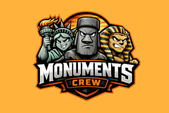 design monuments mascot logo for your business only 12 hours