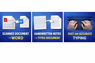 type scanned documents or handwritten notes into word