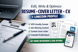 edit, write resume, cover letter, CV, linkedin optimization
