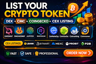 list and promote crypto token on cmc, coingecko, dex and major tracking platform