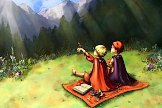 create simple flat style children book illustration