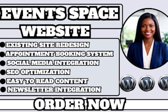 events space website, venue booking website, banquet hall web, party venue site