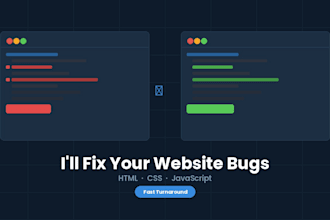 fix HTML CSS javascript website bugs and errors