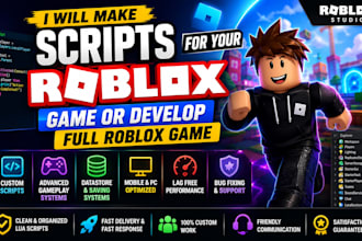 make scripts for your roblox game or develop full roblox game