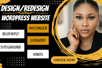 build wordpress website on bluehost, hostinger website, godaddy,ionos, namecheap