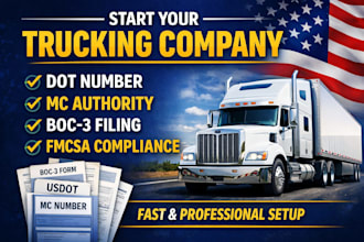 set up your trucking company with dot, mc number, ucr and fmcsa compliance