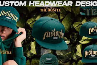 design custom hats and caps with tech pack and mockups