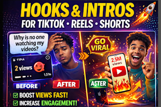 create hooks intros for tiktok, reels and youtube shorts that go viral