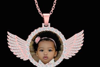 make custom photo pendant,birthday gift design, diamond necklace, pendant render